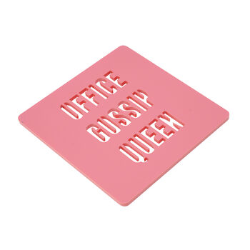 Office Gossip Queen Pink Drinks Coaster, 3 of 3