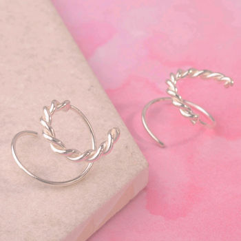 Illusion Double Hoop Silver Rope Earrings, 2 of 5