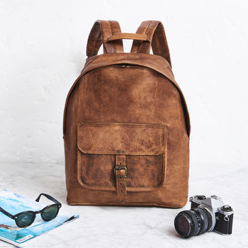 Zip Round Leather Backpack, 4 of 7