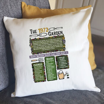 Birthday Gift For Gardeners Personalised Birth Year Cushion, 5 of 6