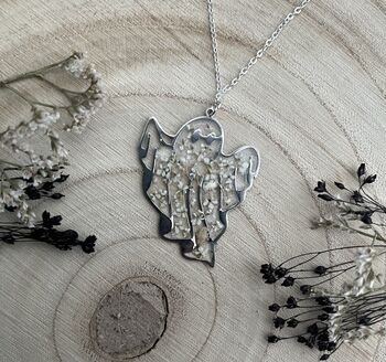 Ghost Necklace, Filled With Pressed Flowers. Perfect For Halloween, 3 of 3