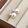 Kate Crystal White Ivory Pearl Drop Ball Gift Earrings, thumbnail 4 of 5