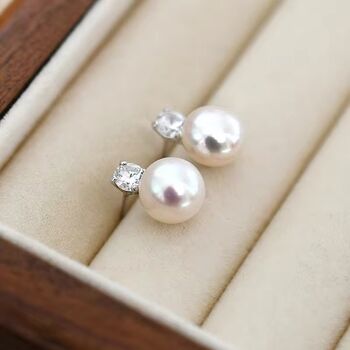 Kate Crystal White Ivory Pearl Drop Ball Gift Earrings, 4 of 5