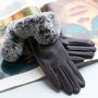 Fluffy Faux Fur Wave Cuff Suede Effect Gloves, thumbnail 2 of 12