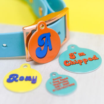 Personalised Retro Vibes Pet Name ID Tag, 10 of 12