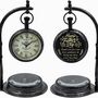 Engraved Vintage Black Desk Clock With Compass Base – Meaningful Father’s Day Gift For Him, thumbnail 2 of 12