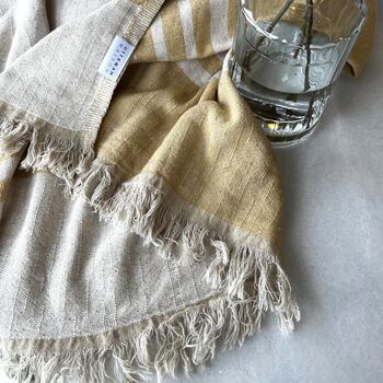 Milos Linen Blend Striped Blanket Mustard, 5 of 11