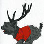 Illustrated Racing Terrier Deer Blank Card, thumbnail 2 of 2
