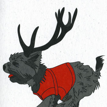 Illustrated Racing Terrier Deer Blank Card, 2 of 2
