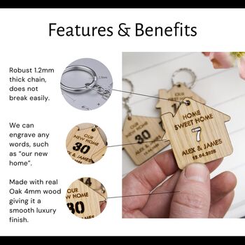 Personalised New Home Keyring – “Home Sweet Home / Our First Home / My New Home” Gift, 3 of 6