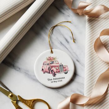 Personalised Wedding Car Ceramic Heart, 7 of 9