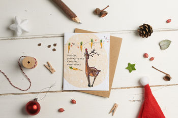 Pack Of Four Plantable Seed Reindeer Christmas Cards, 2 of 3