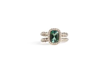 Double Band Teal Tourmaline Engagement Ring, 2 of 4