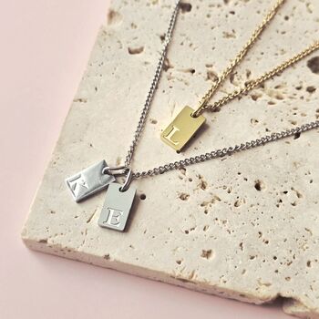 Personalised Initial Tag Necklace Tarnish Resistant, 2 of 4