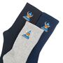 Men's Highland Cow Embroidered Cotton Socks Three Pack, thumbnail 1 of 5
