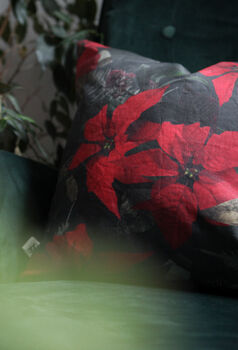 Poinsettia Cushion Cover Charcoal, 6 of 8