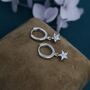 Sterling Silver Cz Star Huggie Hoop Earrings, thumbnail 3 of 11