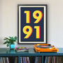 1991 Personalised Year Typography Print, thumbnail 6 of 12