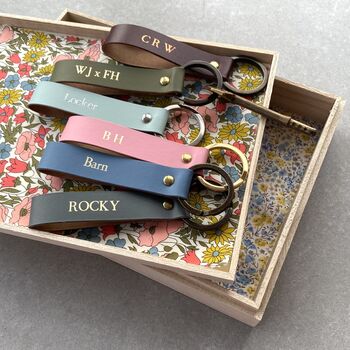Personalised Recycled Leather Loop Keyring, 2 of 5