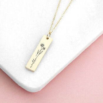 Personalised Birth Flower Bar Necklace, 2 of 7
