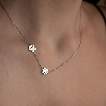 Sterling Silver Sideway Dog Paws Necklace, 4 of 6