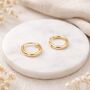 Mini Gold Plated Sterling Silver Huggie Sleeper Hoop Earrings – 10mm, thumbnail 2 of 8
