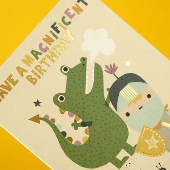 Legendary Knight And Dragon Children's Birthday Card, 2 of 2
