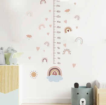 Pastel Rainbows Hearts Height Chart Wall Vinyl Decal, 2 of 7