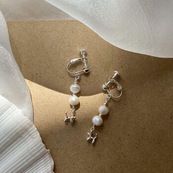 Poodle Pearl Clip On Earrings, 2 of 4