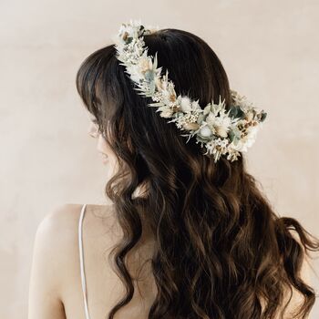 Dakota Ivory Sage Dried Flower Crown Wedding Headband, 2 of 3