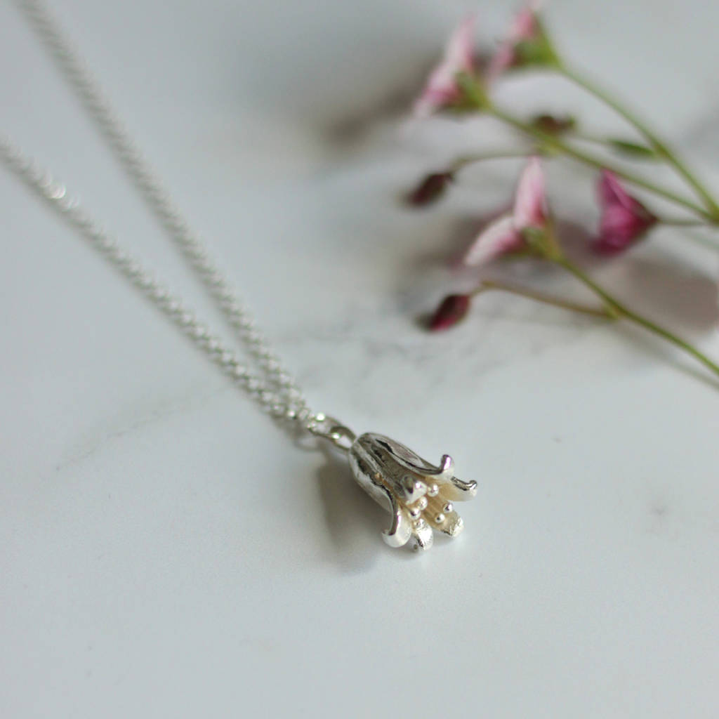 silver bluebell necklace