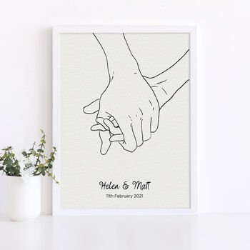 Personalised Holding Hands Wedding Print, 3 of 6