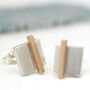 Geometric Earrings. Square Silver And 9ct Gold Studs, thumbnail 5 of 11