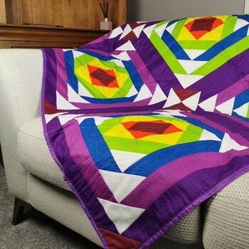 Colourful Quilt Rainbow Snail Trail Double Bed Blanket, 2 of 10