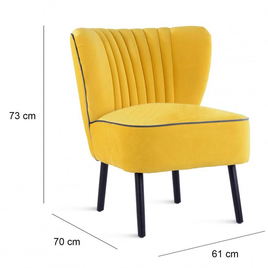 yellow velvet mid century cocktail chair by fern & grey