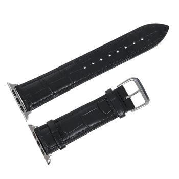 Black Croc Leather Strap For Apple Watch, 3 of 5