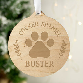 Personalised Dog Round Wooden Bauble, 3 of 4