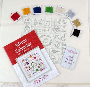 Christmas Advent Calendar Hand Embroidery Kit, 9 of 12