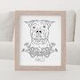 Personalised Pittie Flower Outline Pet Portrait, thumbnail 1 of 8