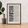 'Tea And Buns' Kitchen Art Quote Print, thumbnail 1 of 5