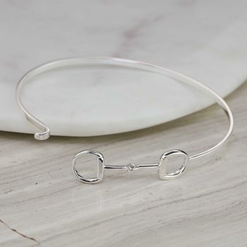 Solid Silver Riding Snaffle Bangle, 5 of 8