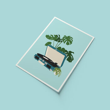 Record Player Houseplant Print | Vinyl Music Poster, 5 of 6