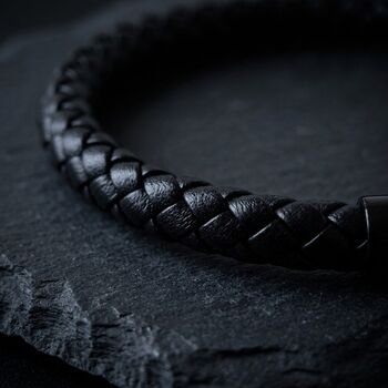 Leather Clasp Bracelet Black, 9 of 9