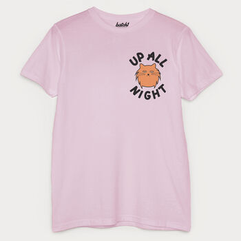 Up All Night Men's Cat Slogan T Shirt, 6 of 6