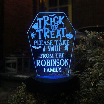 Personalised Trick Or Treat Halloween Solar Light Sign, 5 of 8