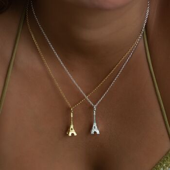 Eiffel Tower Necklace, Sterling Silver Or Gold Plated, 2 of 11