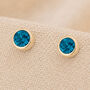 7mm Gold Plated Sterling Silver Blue Topaz Cz Stud Earrings, thumbnail 1 of 5