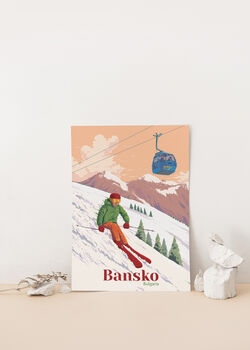 Bansko Ski Resort Bulgaria Travel Poster Art Print, 2 of 8