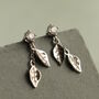 Sterling Silver Leaf Dangle Earrings, thumbnail 5 of 6