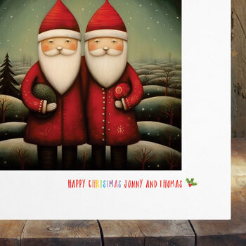 Gay Christmas Card, Two Santas Lgbt Pride. Two, 2 of 2